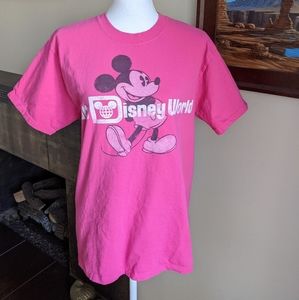 Disney Parks Walt Disney World Pink Mickey Tee Women's Medium Short Sleeve
